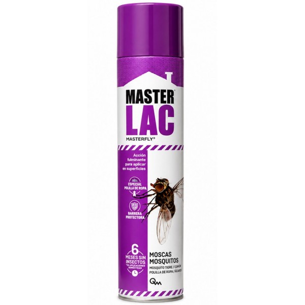 Master Lac Moscas y Mosquitos | potente insecticida profesional en formato laca especialmente concebido para controlar insectos voladores como moscas, mosquitos, avispas, tábanos, polilla de la ropa, entre otros. Parásitos externos / Insecticidas / Plagas