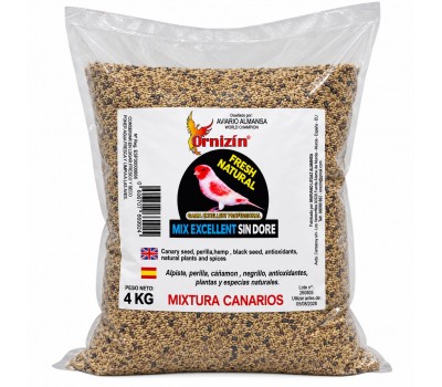 Ornizín Mix Excellent Sin Doré 4 kg – Mixtura de semillas para canarios