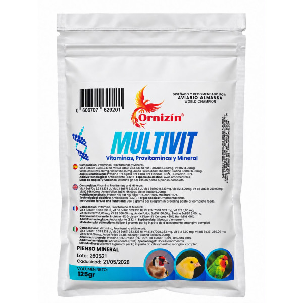 Multivit Ornizín – Vitaminas para aves ornamentales | 125 g Ornizin