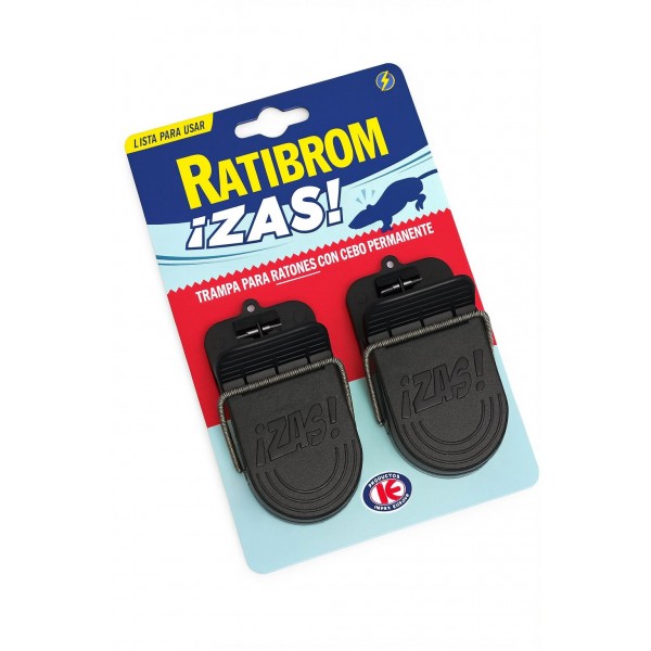 Trampa-Pinza Ratibrom ¡Zas! – Trampa metálica reutilizable para ratas y ratones (Pack de 2 unds) 