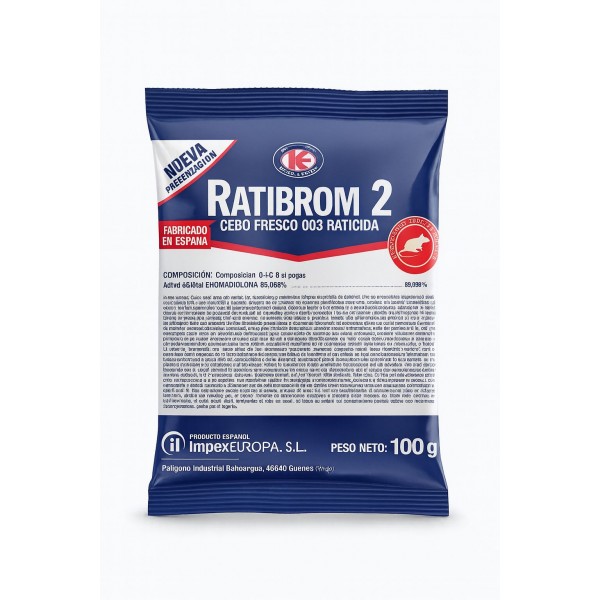 Ratibrom 2 – Cebo Fresco Rojo 100 g con Bromadiolona Parásitos externos / Insecticidas / Plagas Ratibrom 2 – Cebo Fresco Rojo 100 g con Bromadiolona Parásitos externos / Insecticidas / Plagas