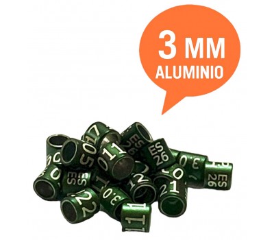Canarios / Anillas Grabadas con año y numeradas de Aluminio 3mm
