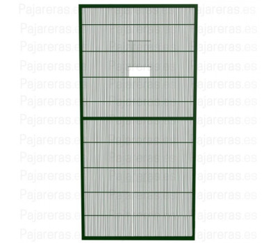 Panel de malla de voladero con puerta guillotina verde
