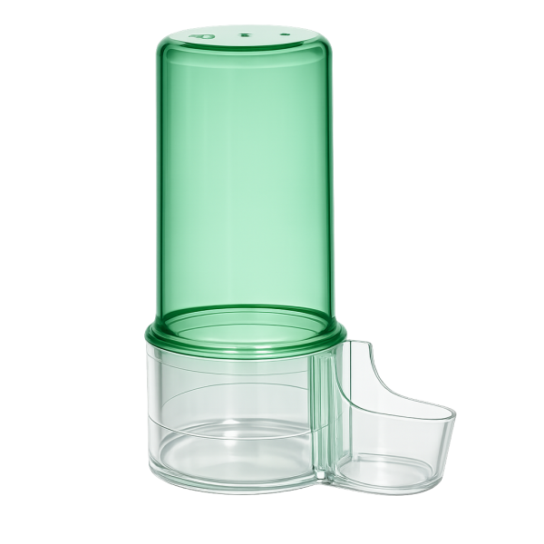 Bebedero Leiria verde con base transparente 80cc Bebederos