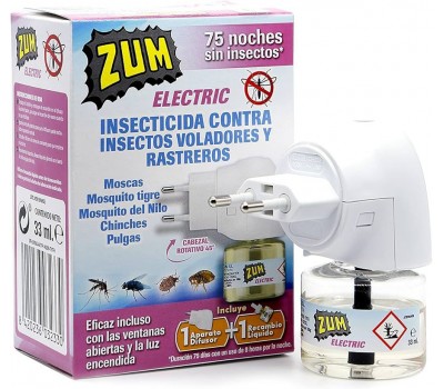 Insecticida Eléctrico Líquido – Eficaz contra Insectos Voladores y Rastreros | 1 Aparato + 1 Recambio (33 ml)