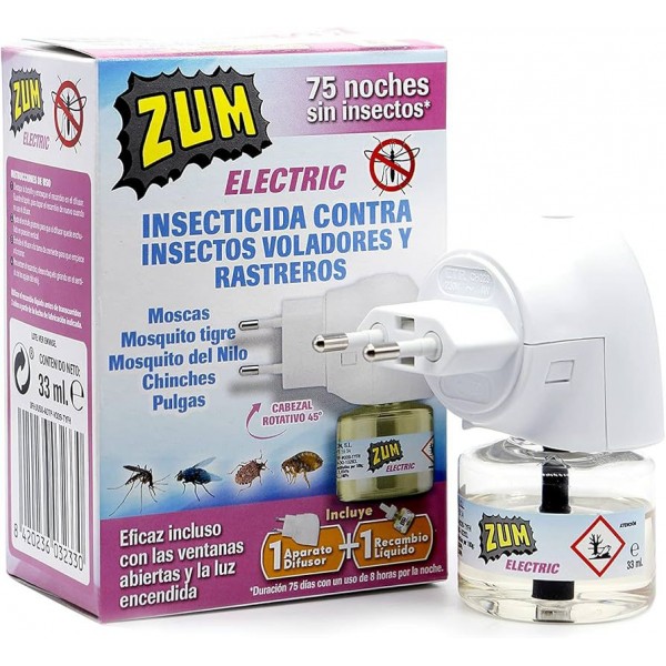 Insecticida Eléctrico Líquido – Eficaz contra Insectos Voladores y Rastreros | 1 Aparato + 1 Recambio (33 ml) Parasitos externos / Insecticidas