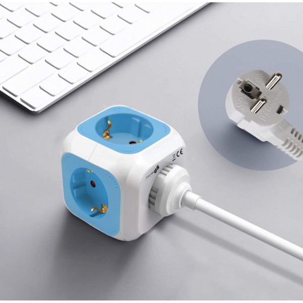EXTRASTAR Regleta Enchufe 6 en 1 – 4 Tomas + 2 Puertos USB | Cubo Multienchufe de 1,5 m | 3680W / 16A – Azul Iluminación LED y Accesorios EXTRASTAR Regleta Enchufe 6 en 1 – 4 Tomas + 2 Puertos USB | Cubo Multienchufe de 1,5 m | 3680W / 16A – Azul Iluminación LED y Accesorios