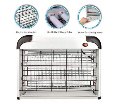 Exterminador eléctrico de insectos 20W/repelente de plagas para interiores, lámpara UV de 2800 voltios, moscas voladoras, insectos, mosquitos, moscas, repelentes, trampas, eliminador, atrapador