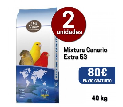 2 Sacos Mixt. Canario Extra nº 53 Deli Nature (40kg)