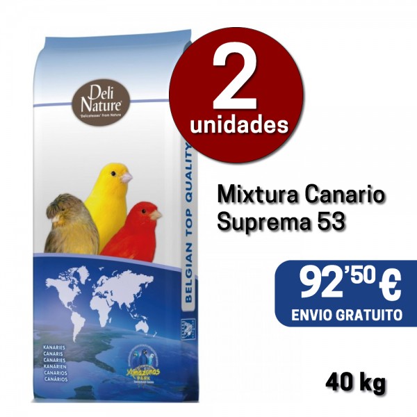 2 sacos Mixt. Canario Suprema nº55 Deli Nature (40kg) Canary food 2 sacos Mixt. Canario Suprema nº55 Deli Nature (40kg) Canary food