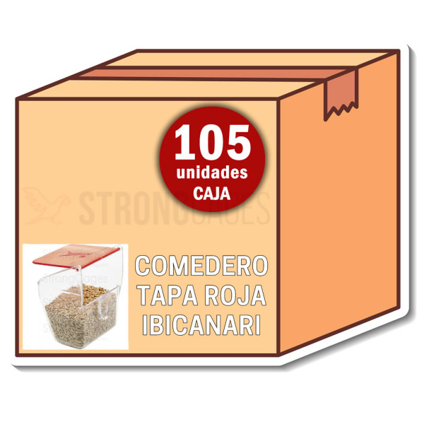 Caja completa comedero tapa roja Ibicanari (105 unds) Comederos