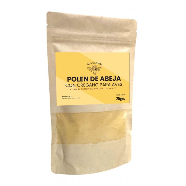 Polen el polvo con Orégano (25 grs).Ayuda al sistema inmunológico de nuestras aves. Complementos proteicos Polen el polvo con Orégano (25 grs).Ayuda al sistema inmunológico de nuestras aves. Complementos proteicos
