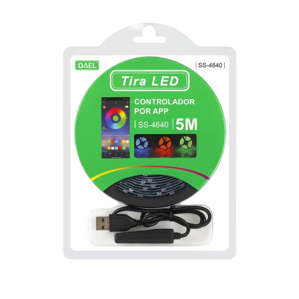Kit Tira LED SMD 5050 conexion USB contralador por APP (5 metros) Iluminación LED y Accesorios