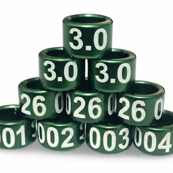 Canarios / Anillas Grabadas con año y numeradas de Aluminio 3mm Anillas