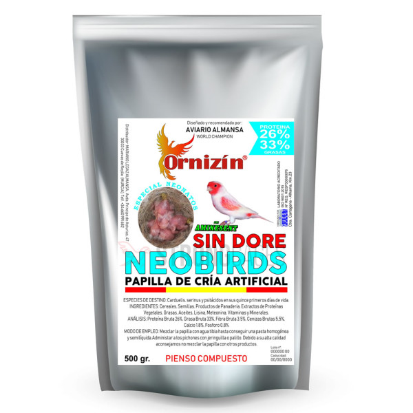 NeoBirds Papilla para Cría Sin Dore Ornizin Aves papilleras