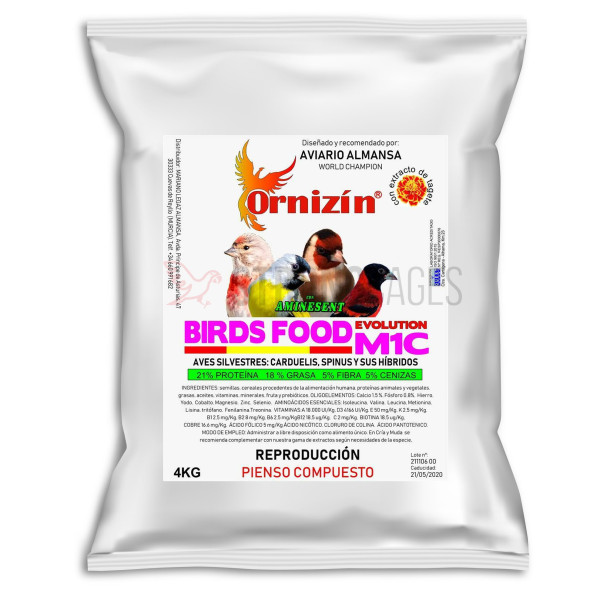 Ornizin pienso M1C para cría fauna Europea Food for goldfinches and wild birds