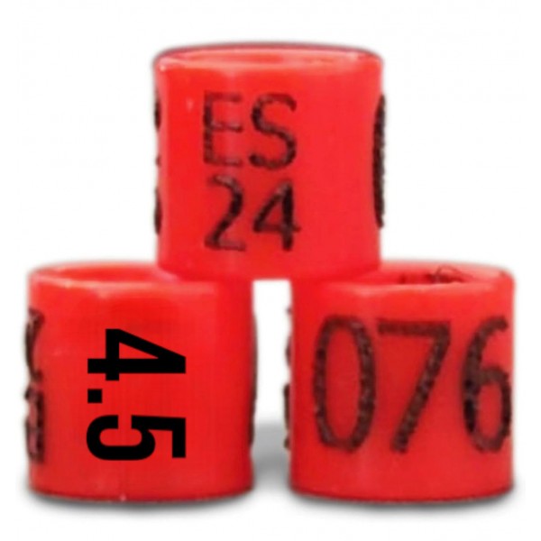 Agapornis / Anillas Grabadas con año y numeradas de carbono 4,5mm