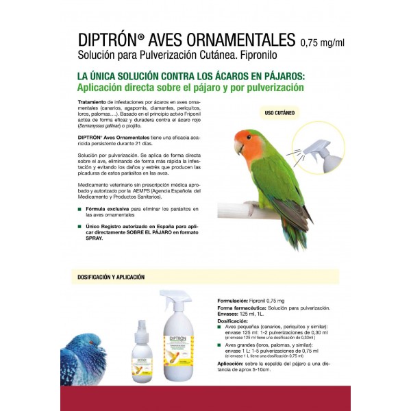 Diptron Aves Ornamentales 1 litro Parásitos Internos