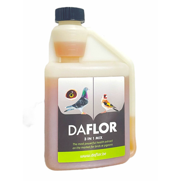 Daflor 3 in 1 Mix 500 ml (antibacteriano, antiviral, fungicida, anticoccidiosis, favorece la digestión, despeja las vías respiratorias y purifica la sangre) Antiinfecciosos