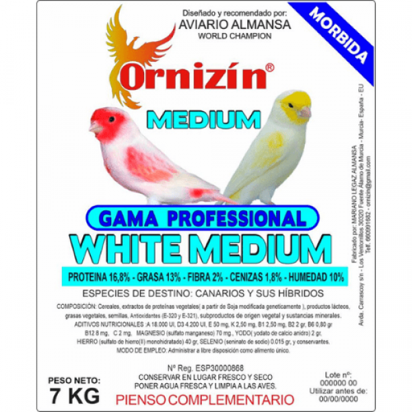 Ornizín White Medium Professional 7Kg Pastas Mórbida