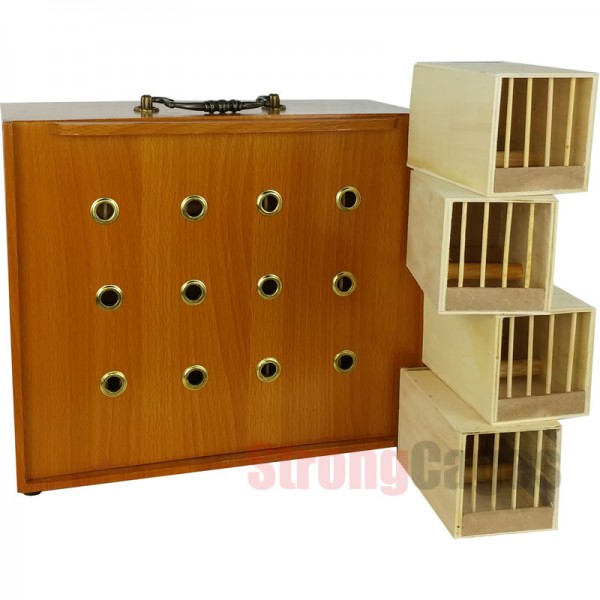 Carriers of 12 individual holes in wood. Carriers for birds