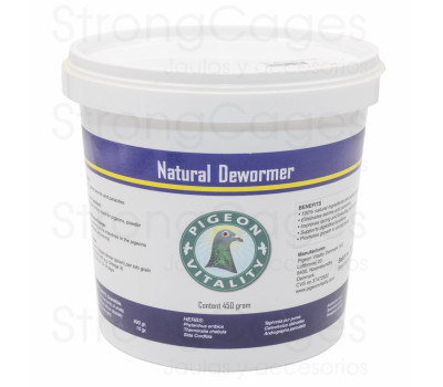 Pigeon Vitality Natural Dewormer 450 gr, (la solución 100% natural contra los parásitos internos)