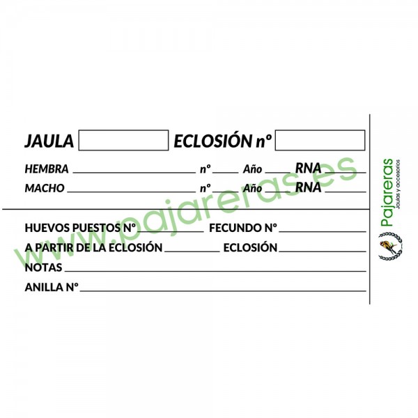 Ficha de cría para aves Ficha de cría para aves